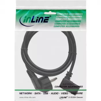 Kabel zasilający InLine, CEE 7/7 kątowy / 3-pinowy IEC C13 męski kątowy, 3m