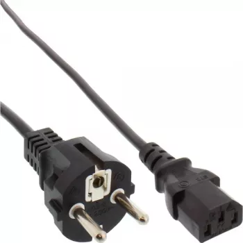 Kabel zasilający InLine, CEE 7/7 prosty / 3-stykowe gniazdo IEC C13 męskie, czarny, 1,5 m