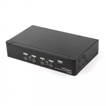 StarTech.com 4-portowy przełącznik KVM DisplayPort - 4K 60Hz - Pojedynczy wyświetlacz - Dwuwejściowy przełącznik KVM UHD DP 1.2 USB ze zintegrowanym hubem USB 2.0 i dźwiękiem - Dell, HP, Apple, Lenovo - zgodny z TAA