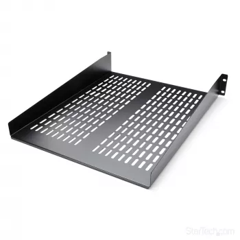 StarTech.com 2U Serwerowa Półka Rack - Uniwersalna Wentylowana Półka Wspornikowa do Montażu w Szafie Rack 19 cali - Wytrzymała Stal – Udźwig 50lb/23kg - Półka o Głębokości 22 cale, Czarna