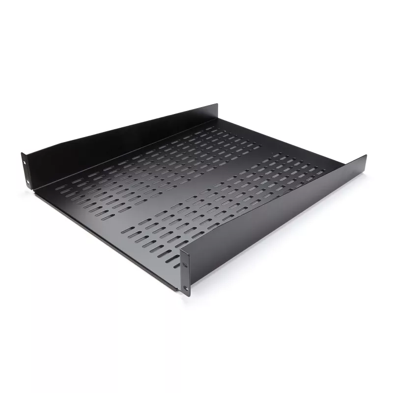 StarTech.com 2U Serwerowa Półka Rack - Uniwersalna Wentylowana Półka Wspornikowa do Montażu w Szafie Rack 19 cali - Wytrzymała Stal – Udźwig 50lb/23kg - Półka o Głębokości 22 cale, Czarna