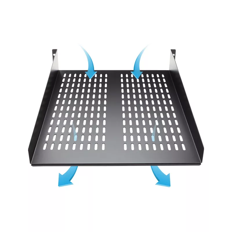 StarTech.com 2U Serwerowa Półka Rack - Uniwersalna Wentylowana Półka Wspornikowa do Montażu w Szafie Rack 19 cali - Wytrzymała Stal – Udźwig 50lb/23kg - Półka o Głębokości 22 cale, Czarna