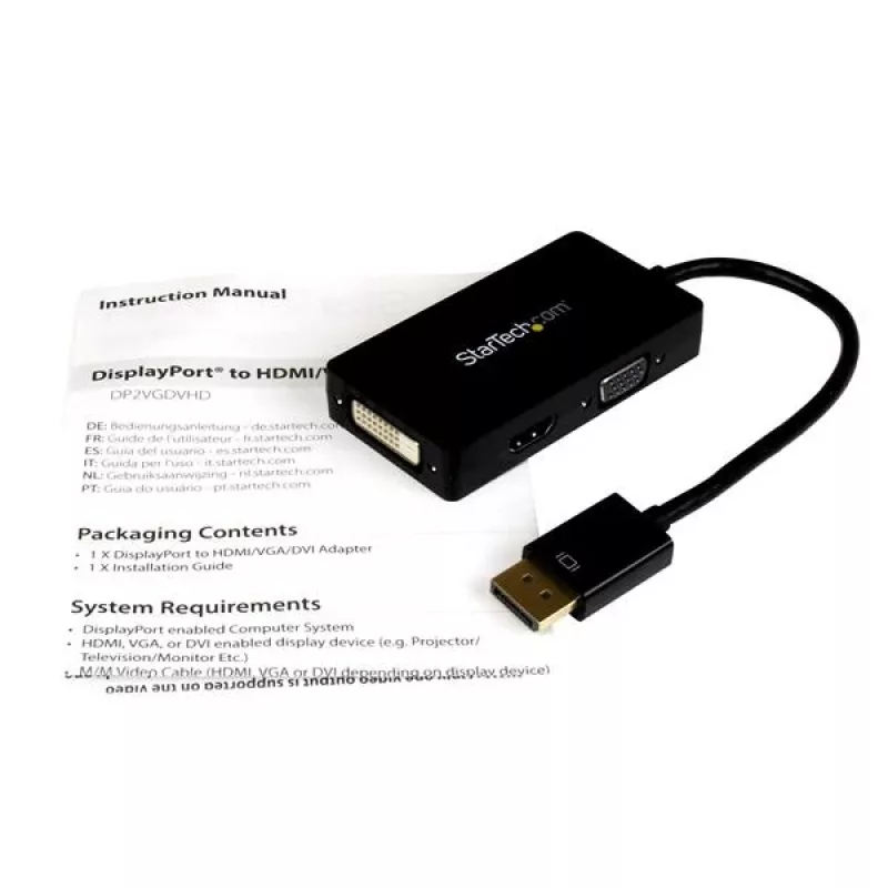 StarTech.com Travel A/V adapter: 3-w-1 konwerter DisplayPort na VGA, DVI lub HDMI