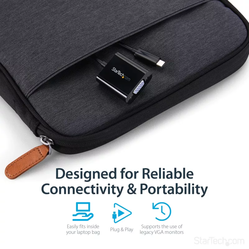 StarTech.com Adapter USB-C na VGA - Czarny - 1080p - Konwerter wideo do MacBooka Pro - Klucz sprzętowy USB-C na VGA - Ulepszona wersja to CDP2VGAEC
