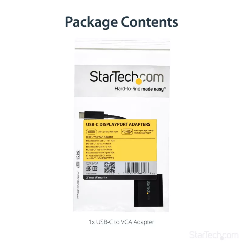 StarTech.com Adapter USB-C na VGA - Czarny - 1080p - Konwerter wideo do MacBooka Pro - Klucz sprzętowy USB-C na VGA - Ulepszona wersja to CDP2VGAEC