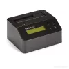 StarTech.com Jednokieszeniowa kasowarka do dysków twardych, samodzielny dezynfektor HDD/SSD, USB 3.0 do SATA II (3 Gb/s), 9 trybów kasowania, wyświetlacz LCD, stacja dokująca do bezpiecznego kasowania dysków twardych, port drukarki DB-9, zgodność z TAA