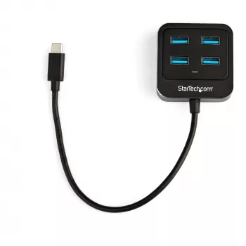 StarTech.com 4-portowy hub USB-C - USB-C na 4 porty USB-A - SuperSpeed 10 Gb/s USB 3.2 Gen 2 Hub Type-C - zasilany przez magistralę USB - przenośny/kompaktowy adapter USB-C na USB do laptopa - aluminium