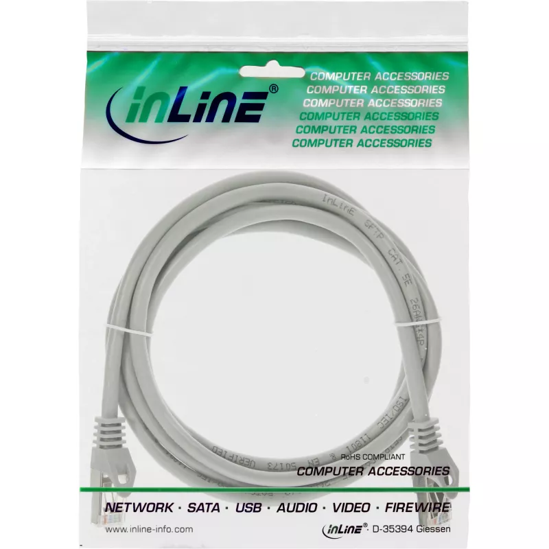 Kabel krosowy InLine SF/UTP Kat.5e szary 1 m