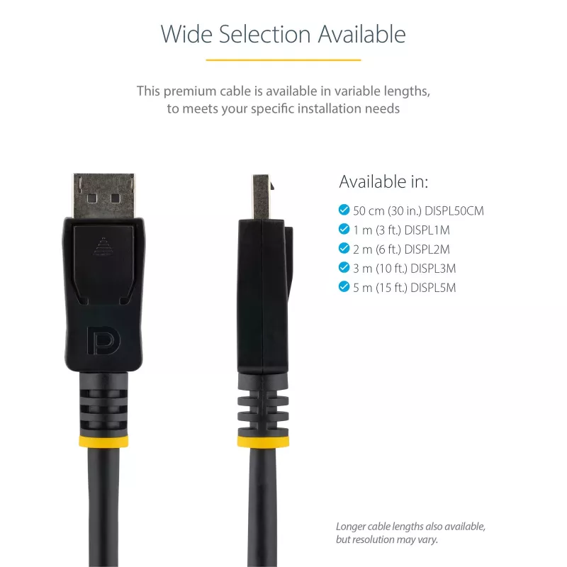 Kabel StarTech.com DisplayPort 1.2, 1 m (3 ft) – 4K x 2K Ultra HD, certyfikat VESA – przewód DP do DP do monitora – wideo/wyświetlacz DP – zatrzaskowe złącza DP