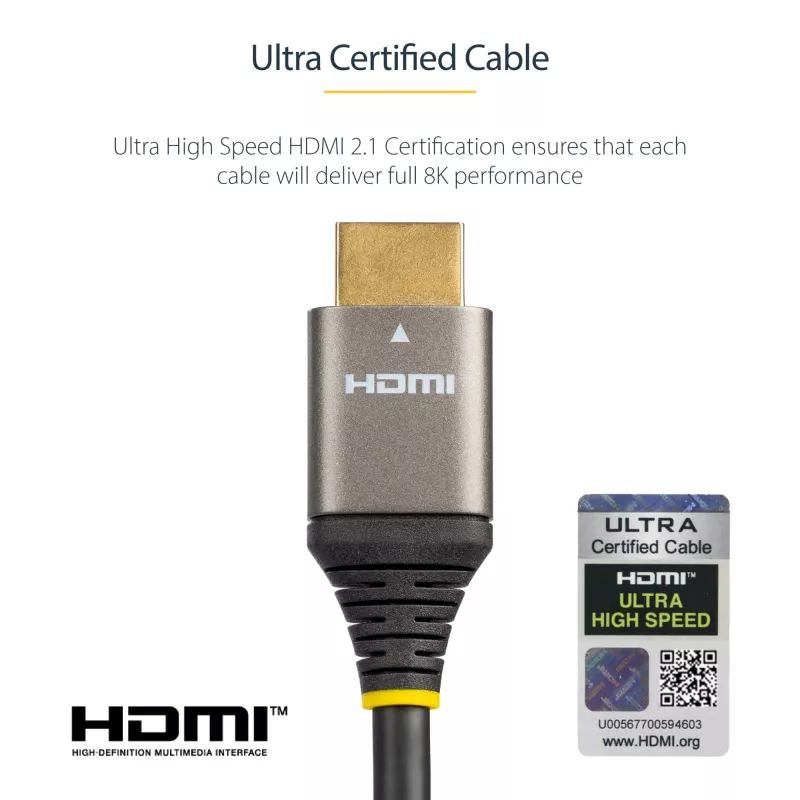 StarTech.com 12ft (4m) kabel HDMI 2.1 8K - certyfikowany kabel HDMI Ultra High Speed 48Gbps - 8K 60Hz/4K 120Hz HDR10+ eARC - przewód Ultra HD 8K HDMI - monitor/telewizor/wyświetlacz - elastyczna powłoka TPE