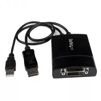 StarTech.com DisplayPort na DVI Dual Link aktywny adapter - DisplayPort na DVI-D adapter konwerter wideo 2560x1600 60 Hz - DP 1.2 na DVI monitor - zasilany przez USB - zatrzaskowe złącze DP