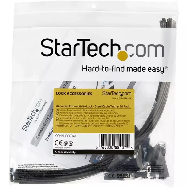StarTech.com 20-Pack Security kabel Tethers for Adapters & Dongles - Universal adapter kablowy Tether - Tether kabel - Adjustable Length Anti-Theft kabel Tether Lock Kit - Steel
