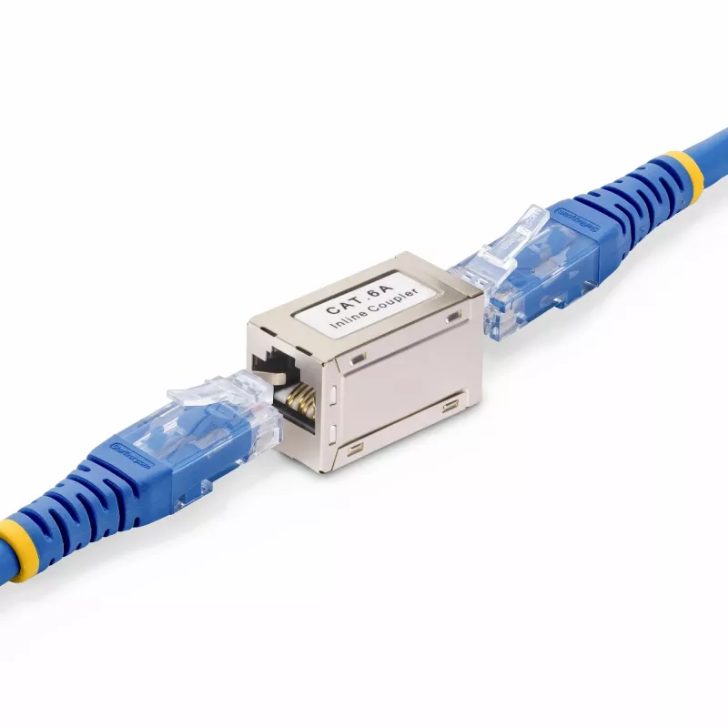 StarTech.com Shielded RJ45 Coupler, Inline Cat6a Coupler, Female to Female (F/F) T568B Pinout, Shielded Ethernet kabel Extension