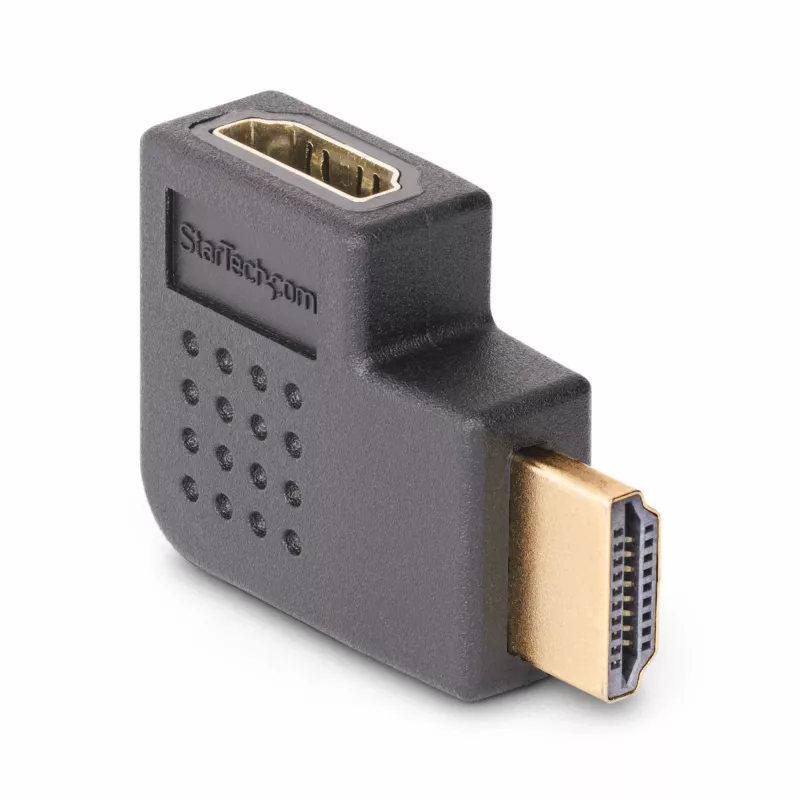 StarTech.com Przejściówka HDMI 2.0 kątowa, wtyk na gniazdo, poziomy kątowy 90-stopni ochronnik portu HDMI, 4K 60Hz, szybki przedłużacz złącza HDMI, M/F