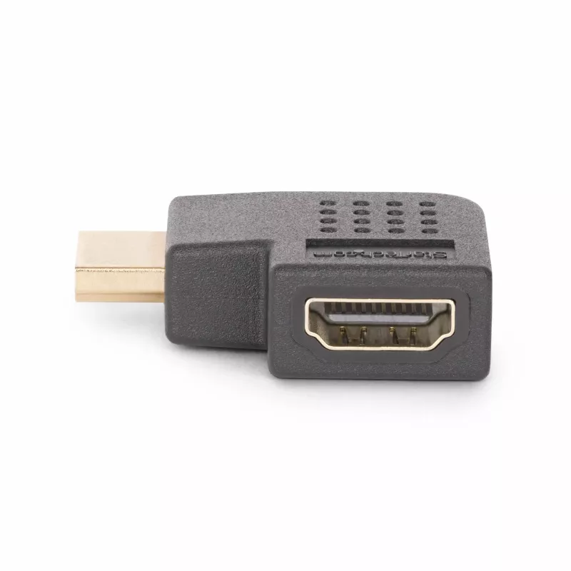 StarTech.com Przejściówka HDMI 2.0 kątowa, wtyk na gniazdo, poziomy kątowy 90-stopni ochronnik portu HDMI, 4K 60Hz, szybki przedłużacz złącza HDMI, M/F