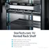 StarTech.com Półka do szafy serwerowej 1U - Uniwersalna wentylowana półka wspornikowa do montażu w szafie na sprzęt sieciowy 19 cali - Wytrzymała stal - Udźwig 20 kg - Głębokość 10 cali, czarna