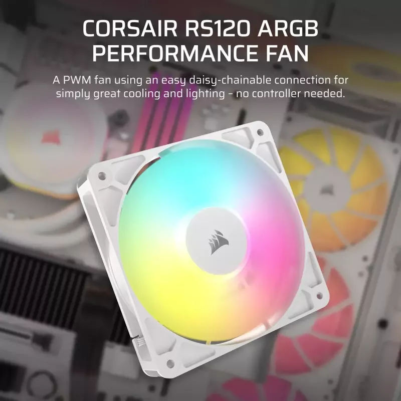 Wentylator Corsair RS120 ARGB 12 cm Biały 420-2100 RPM
