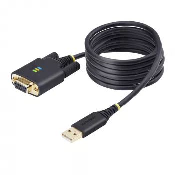 StarTech.com adapter kablowya szeregowego USB do modemu zerowego 2 m, zachowanie COM, FTDI, USB-A na DB9 RS232, wymienne śruby/nakrętki DB9, Windows/macOS/Linux