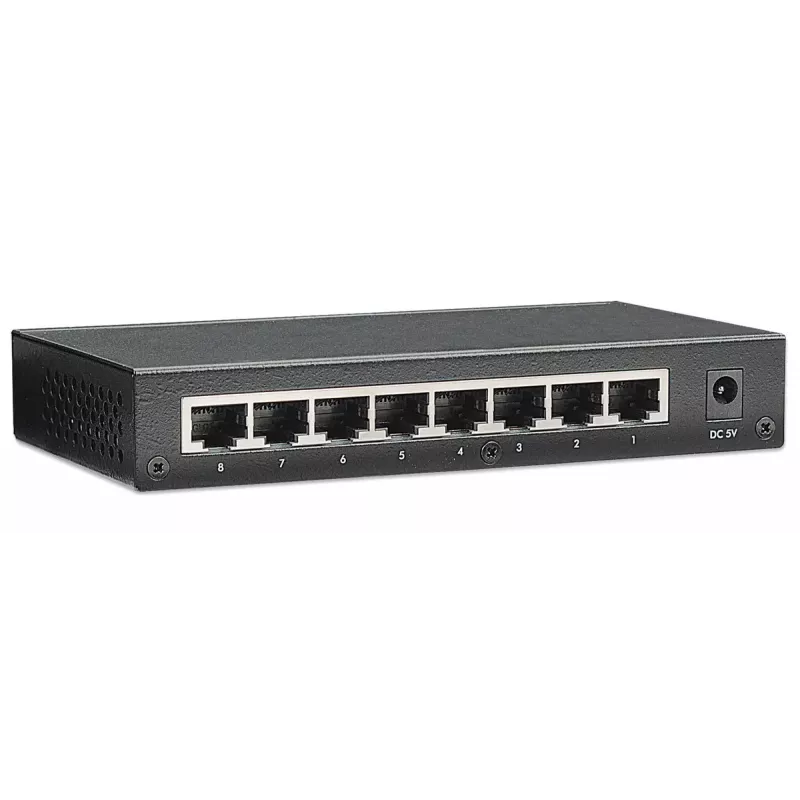 Intellinet 8-Portowy Przełącznik Fast Ethernet do Biura, Rozmiar Biurkowy, Metalowa Obudowa, IEEE 802.3az (Efektywny energetycznie Ethernet)