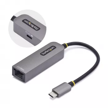StarTech.com 2.5GbE USB-C do Ethernet Adapter, 100W PD Pass-Through, NBASE-T NIC, USB 3.0 Typ-C 2.5/1G Multi Speed sieciowy, Thunderbolt Kompatybilny, Windows & Mac