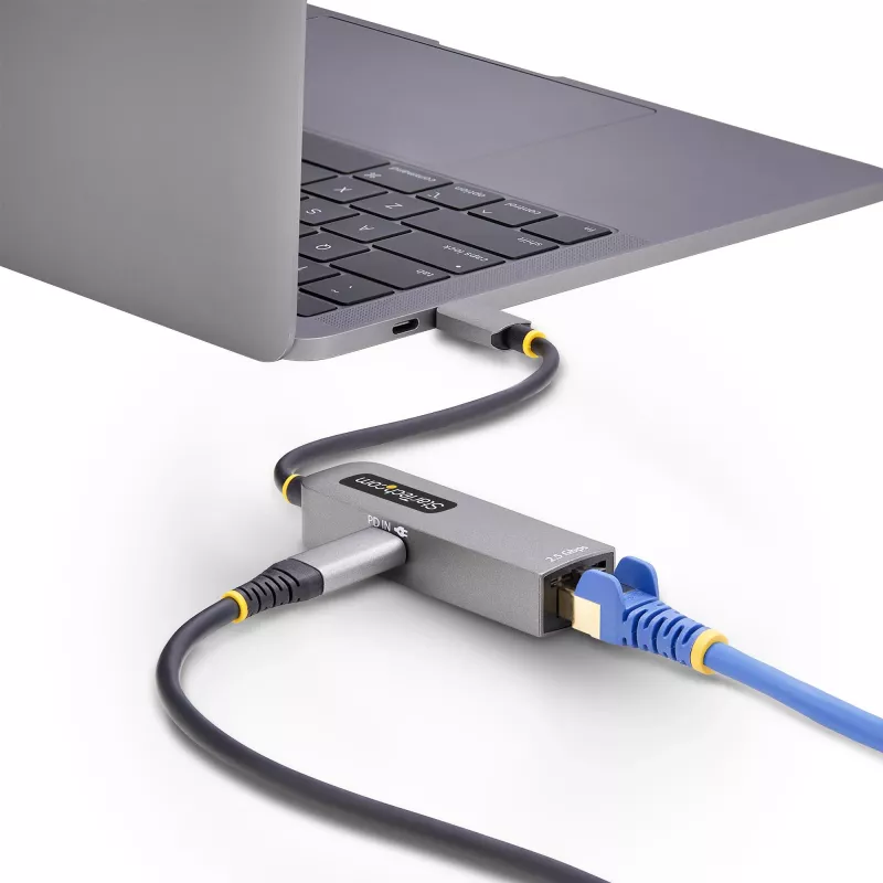 StarTech.com 2.5GbE USB-C do Ethernet Adapter, 100W PD Pass-Through, NBASE-T NIC, USB 3.0 Typ-C 2.5/1G Multi Speed sieciowy, Thunderbolt Kompatybilny, Windows & Mac