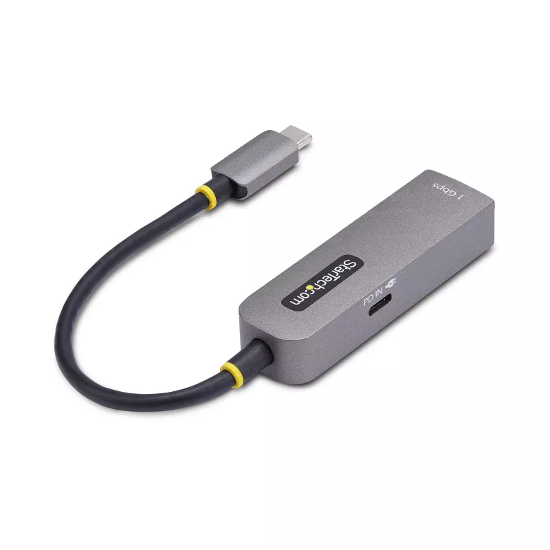 StarTech.com Adapter USB-C na Ethernet, NIC, 100W PD Pass-Through, USB 3.0 Type-C 1Gb/s wieloprędkościowy adapter sieciowy, kompatybilny z Thunderbolt, Windows i Mac