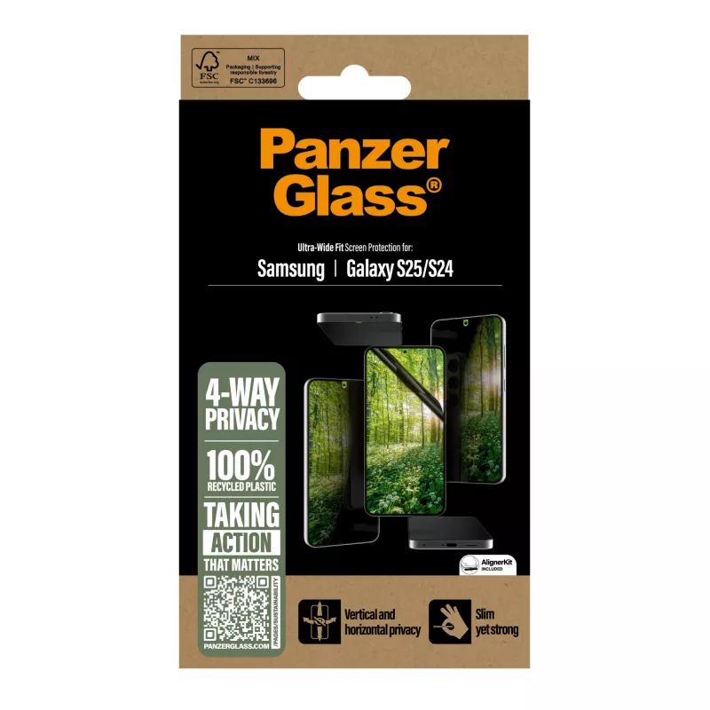 PanzerGlass ® ECO MATRIX 4-stronny filtr prywatności szkło hartowane Samsung Galaxy S25 | S24 | Ultra-Wide Fit