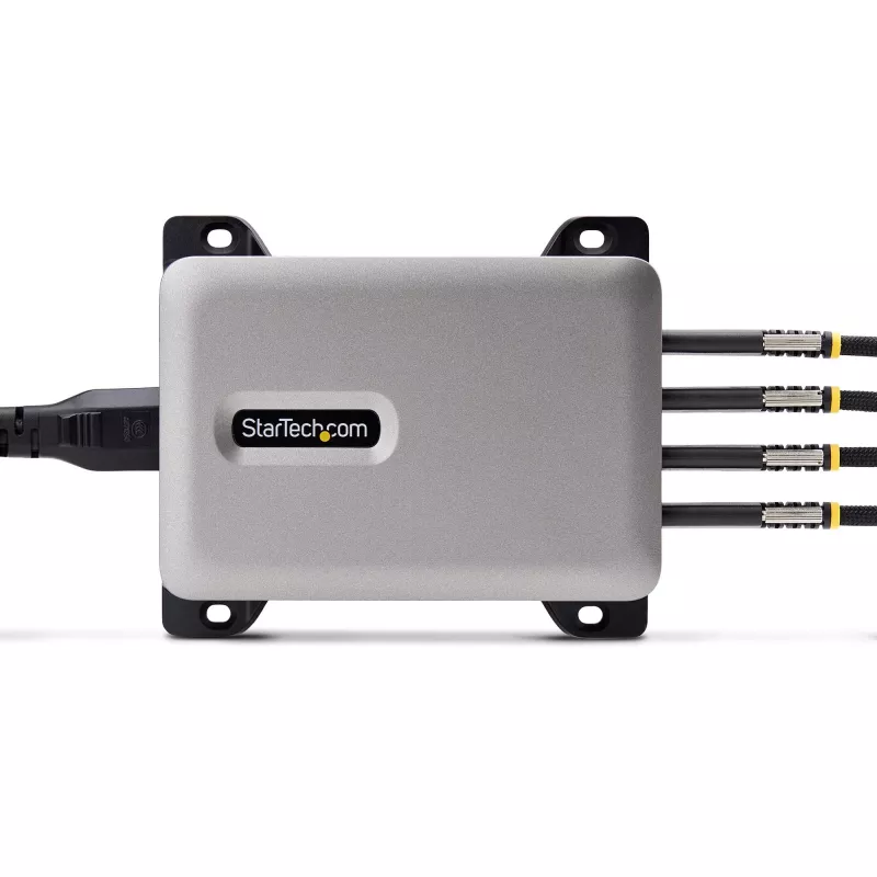 StarTech.com 4-portowa ładowarka USB-C do wielu urządzeń, łączna moc 240 W, pojedynczy port 140 W EPR, PD 3.1, porty z zabezpieczeniem śrubowym, sale konferencyjne, w zestawie uchwyt do montażu na powierzchni