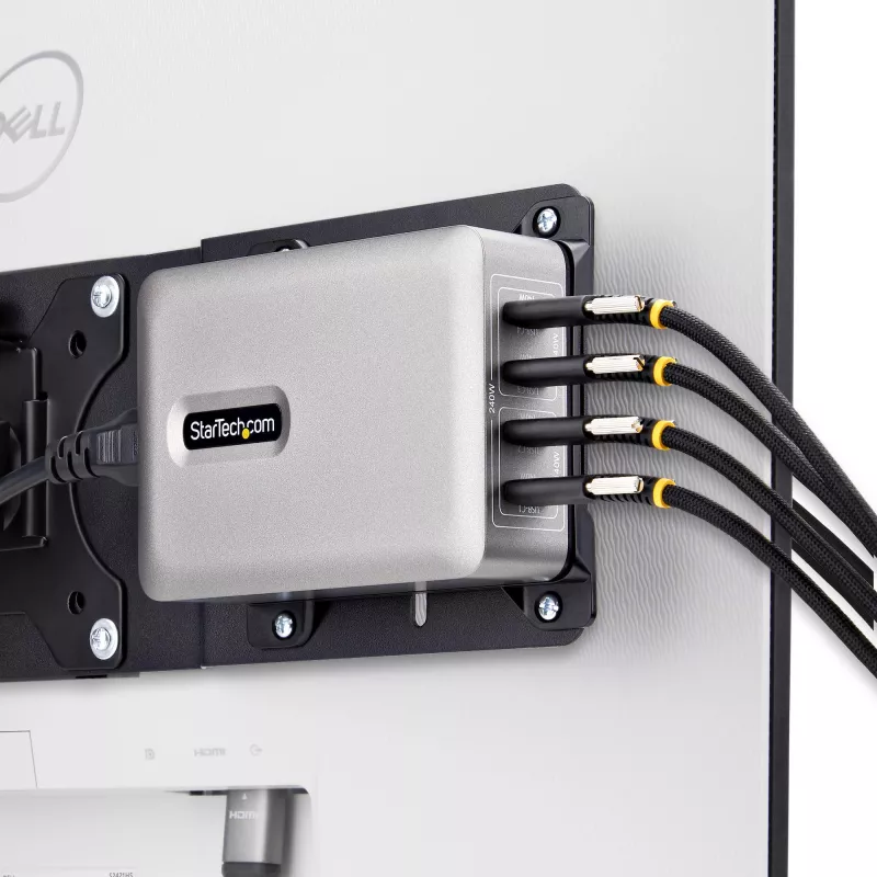 StarTech.com 4-portowa ładowarka USB-C do wielu urządzeń, łączna moc 240 W, pojedynczy port 140 W EPR, PD 3.1, porty z zabezpieczeniem śrubowym, sale konferencyjne, w zestawie uchwyt do montażu na powierzchni