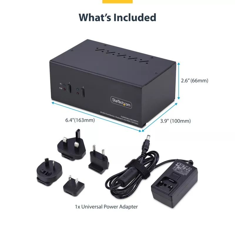 StarTech.com P2ADDH462-KVM-SWITCH przełącznik KVM Czarny