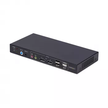 StarTech.com 2-portowy przełącznik KVM DisplayPort z obsługą dwóch monitorów i matrycą wideo z podwójnym widokiem, 4K 60 Hz, 4 porty koncentratora USB, przełączanie skrótami klawiszowymi, matryca KVM DP 1.2, zgodny z TAA