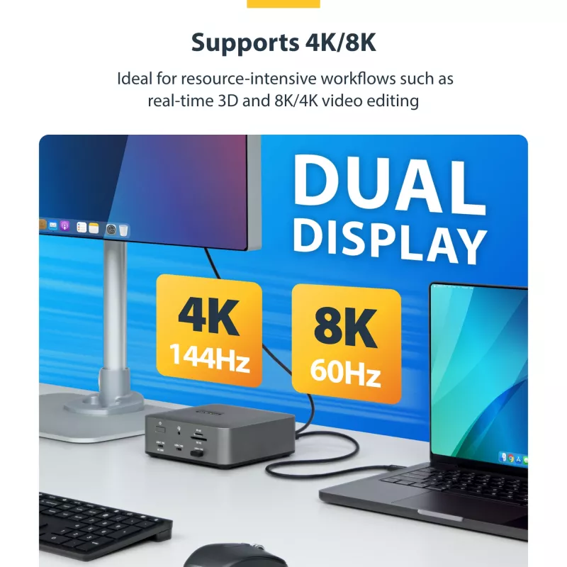 StarTech.com 2.6ft (80cm) Kabel Thunderbolt 5, 80Gbps/Do 120Gbps, 240W PD, 8K 60Hz, Certyfikowany kabel Thunderbolt - Kompatybilny z Thunderbolt 4/USB4/USB-C