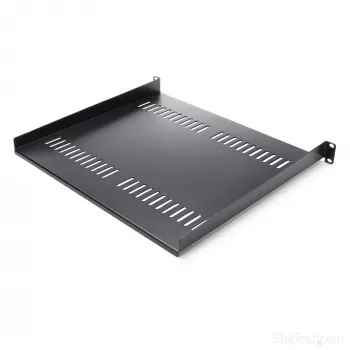 StarTech.com 1U Server Rack Shelf - Uniwersalna wentylowana półka wspornikowa do montażu w szafie rack 19 cali - Wytrzymała stal – Udźwig 44lb/20kg - Półka o głębokości 16 cali, czarna