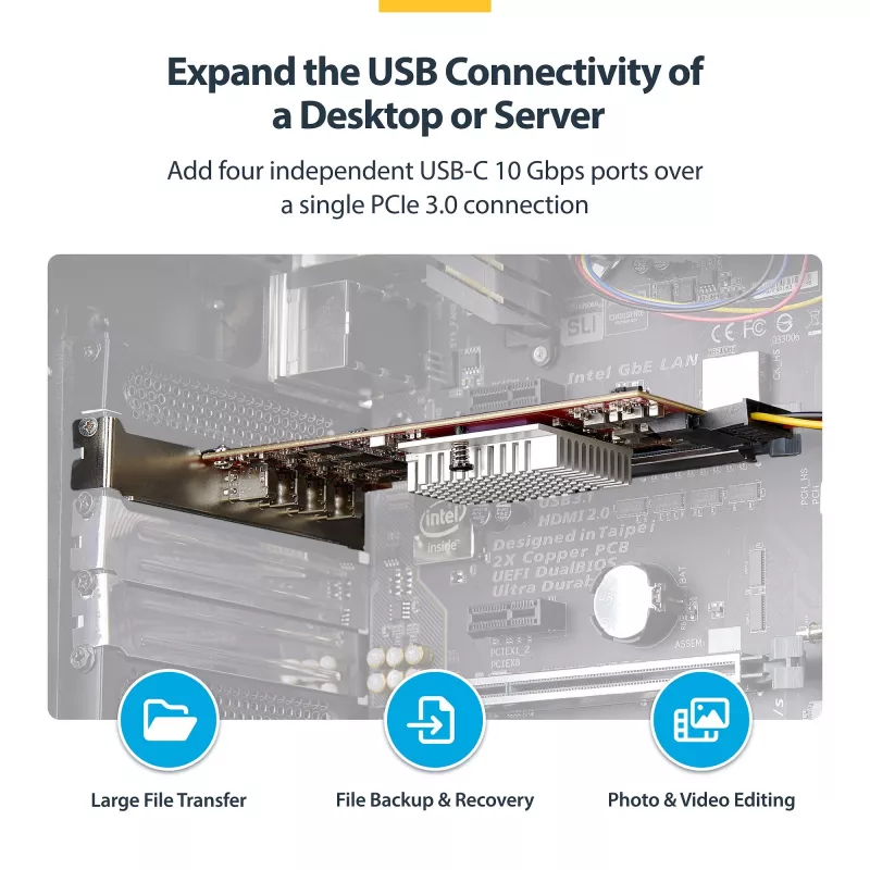StarTech.com 4-Port USB Type-C PCIe Card, USB 3.2 10Gbps, USB-C PCI Express Expansion Card, 4x Independent USB Controllers, Windows/Linux/macOS, TAA-Compliant