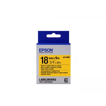 Kaseta z etykietami Epson o mocnym kleju LK-5YBW czarno-żółta 18mm (9m)