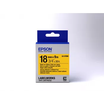 Kaseta z etykietami Epson o mocnym kleju LK-5YBW czarno-żółta 18mm (9m)