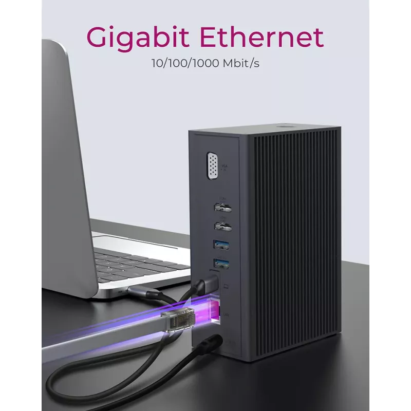 ICY BOX IB-DK2262AC Przewodowa stacja dokująca USB 3.2 Gen 1 (3.1 Gen 1) Type-C, antracyt