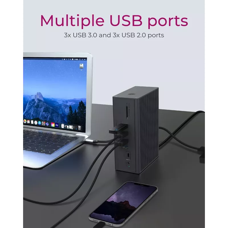 ICY BOX IB-DK2262AC Przewodowa stacja dokująca USB 3.2 Gen 1 (3.1 Gen 1) Type-C, antracyt