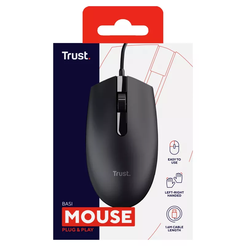 Mysz Trust Basi Office Symetryczna USB Type-A Optyczna 1200 DPI