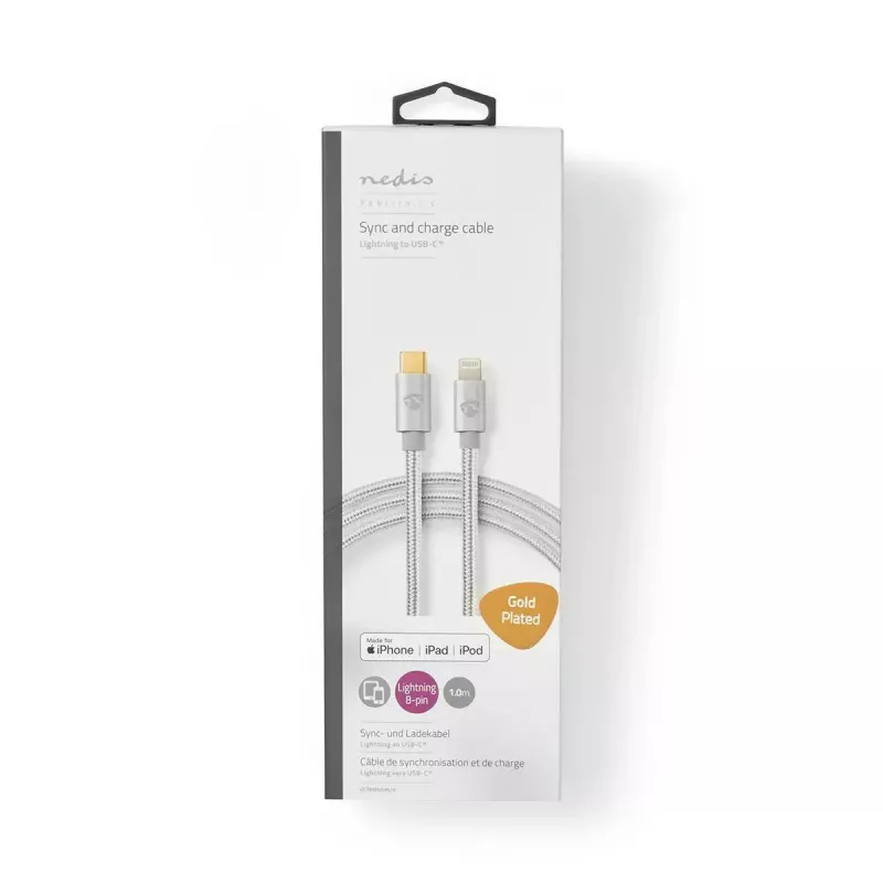 Kabel Lightning Nedis CCTB39650AL20 2m USB C aluminium