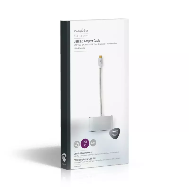 Stacja dokująca do laptopa Nedis CCTB64760AL02 Aluminium kabel 0,2 m 5 Mbit/s