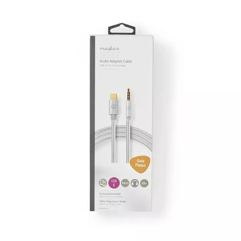 Kabel audio Nedis CCTB65940AL10 1m USB-C do 3,5 mm aluminium