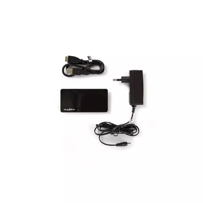 Koncentrator USB Nedis UHUBU3420BK USB 3.2 Gen 1 Micro-B Czarny