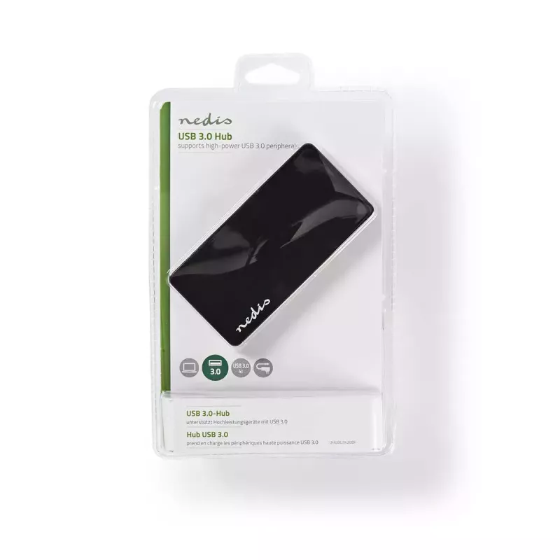 Koncentrator USB Nedis UHUBU3420BK USB 3.2 Gen 1 Micro-B Czarny