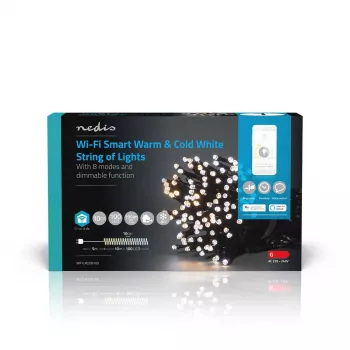 Łańcuch świetlny dekoracyjny Nedis WIFILX02W100 — 100 LED, 3,21 W, przewód 10 m, IP65, biały