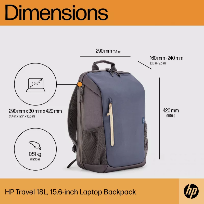 HP Travel 18 litrów 15.6 niebieski Night plecak na laptopa, Plecak, 510 g