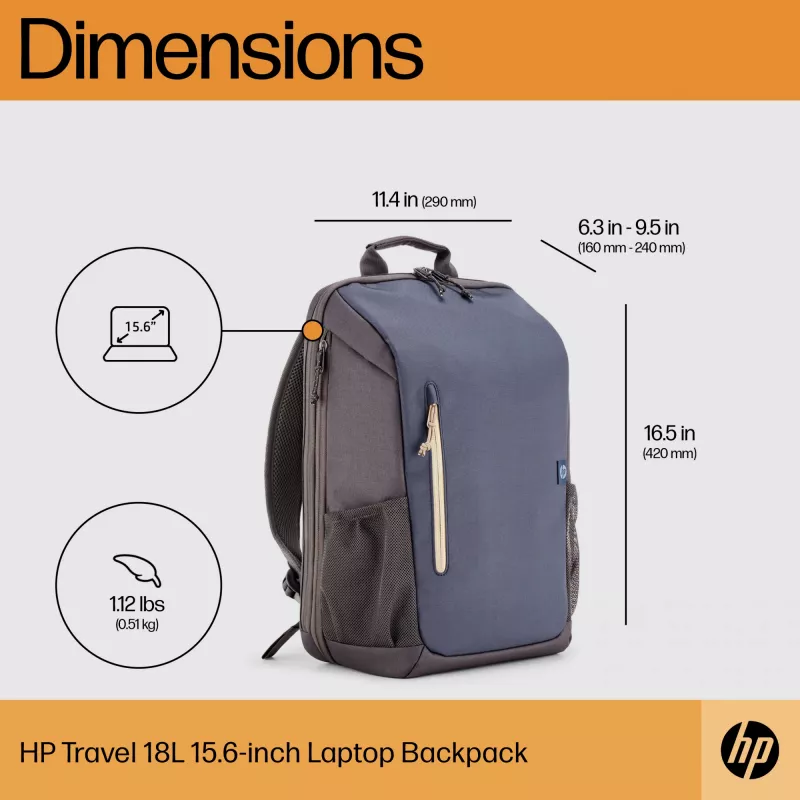 HP Travel 18 litrów 15.6 niebieski Night plecak na laptopa, Plecak, 510 g