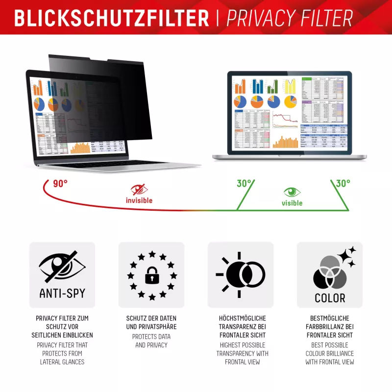 Displex PRIVACY SAFE magnetyczny dwukierunkowy filtr prywatyzujący do laptopa / notebooka 14'' (16:9)