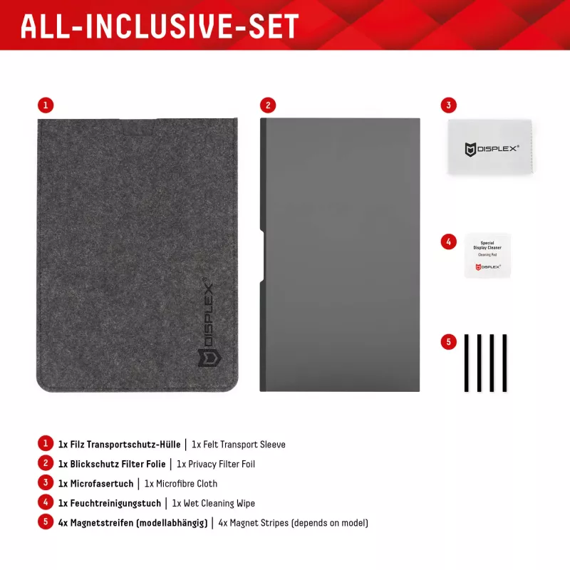 Displex PRIVACY SAFE magnetyczny dwukierunkowy filtr prywatyzujący do laptopa / notebooka 14'' (16:9)