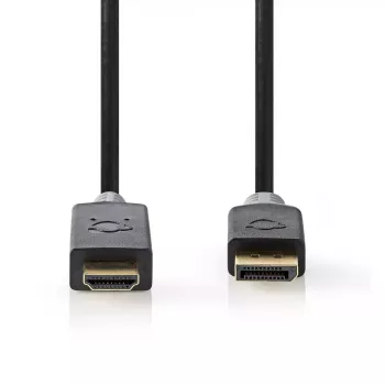 Adapter kabla wideo Nedis CCBW37100AT10 1m DisplayPort do HDMI Czarny